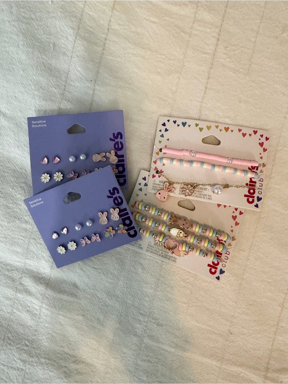 Claire's Kids Pastel Pink & Multicolor Easter Earrings and Bracelet Set